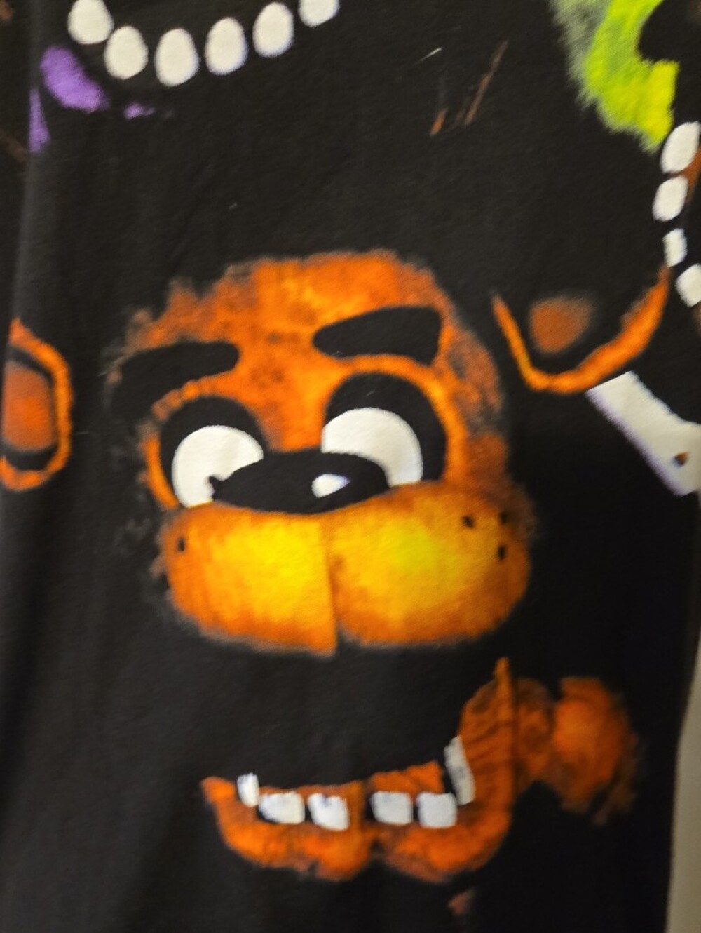Five Nights At Freddy's Black Graphic Tee with Colorful Monster Faces - Picture 5 of 6
